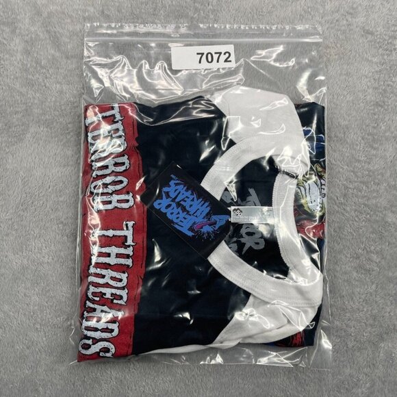 Terror Threads Shirt Mens Large Black White Raglan Halloween Horror Killer Clown - Picture 9 of 9
